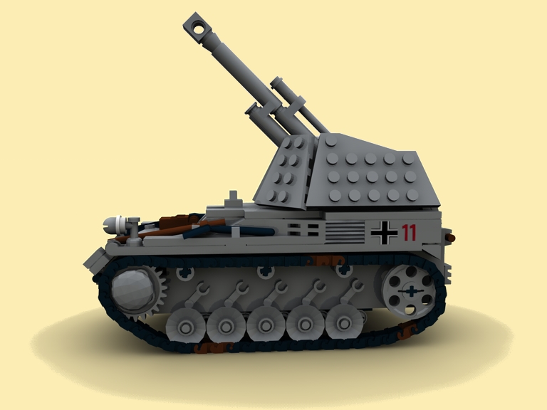 CUSTOM Bauanl SdKfz 124 Panzer Wespe Wehrmacht WW2 WWII Tank Aus LEGO